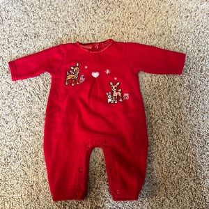 Like new Rudolph 3-6M super warm and cozy fleece long-sleeved one piece for baby